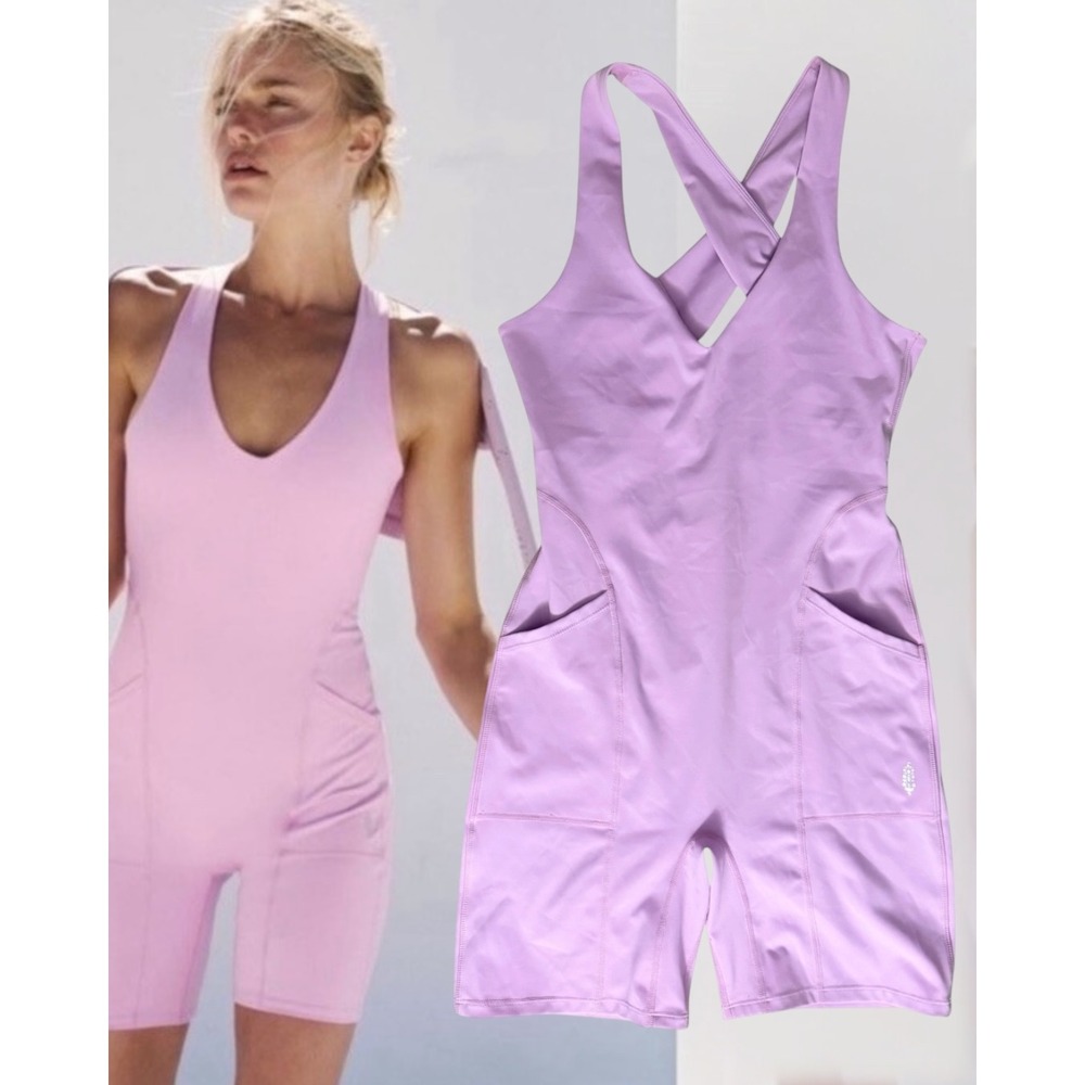 FP Movement Invigorate Onesie Cross Back Athletic Romper Purple Size M